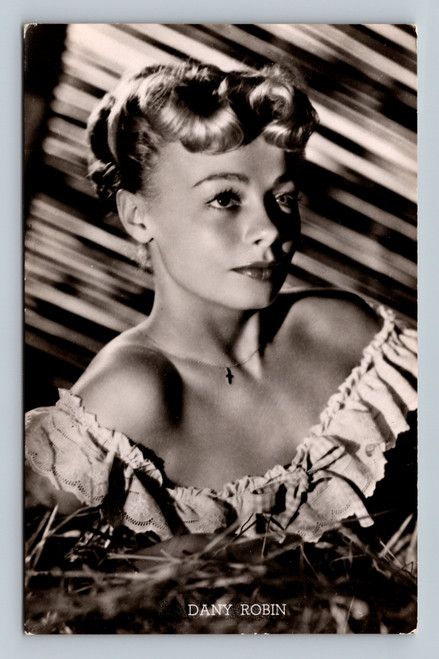 Dany Robin glamour portrait off shoulder dress real photo postcard