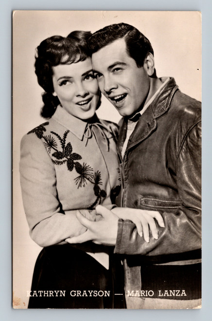 Mario Lanza Kathryn Grayson romantic pose MGM musical film still RPPC