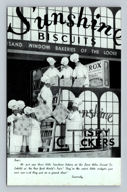 sunshine bakers new york worlds fair advertising postcard