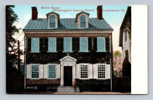 Morris House germantown front view with man on steps