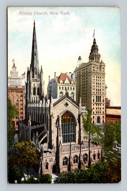Antique postcard of Trinity Church New York by Success Postal Card Co.