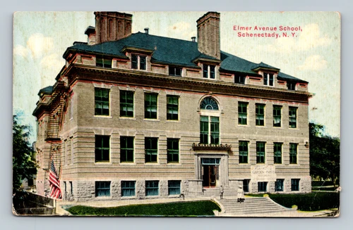 Elmer Avenue School Schenectady NY Antique Postcard