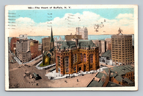 The Heart of Buffalo N.Y. vintage postcard by W.H. Brandel