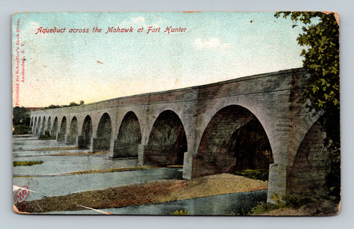 Aqueduct across the Mohawk at Fort Hunter postcard from Amsterdam, NY, 1908