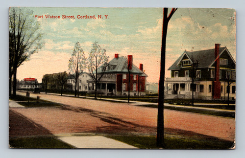 Port Watson Street Cortland NY 1942 Antique Postcard