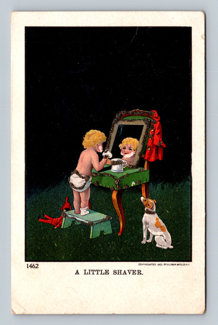 Antique postcard titled A Little Shaver by ULLMAN MFG. CO. N.Y.