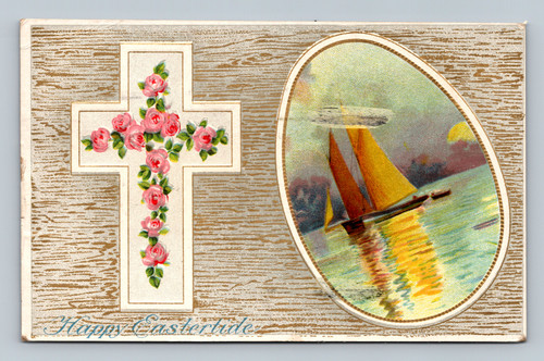 Happy Castertide antique postcard postmarked LAD MARKT STATION to Brantford, U.S.