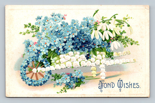 Fond Wishes vintage unused antique postcard