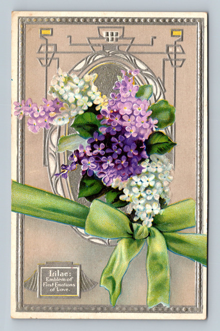 Emblem of First Emotions of Love antique postcard from Language of Flowers Series No.5