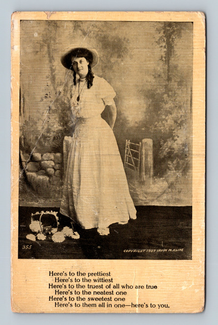 Vintage postcard with a toast to admirable qualities, postmarked 1919 Germantown