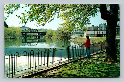 Antique postcard showing The Lehigh River in Easton, Pennsylvania