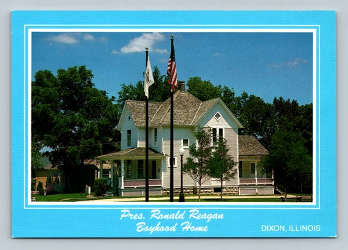 Pres. Ronald Reagan Boyhood Home postcard Dixon Illinois by Photo Views
