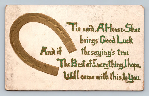 A Horse Shoe brings Good Luck postcard from DANVILLE, N.Y., postmarked NOV 1 SANDFORD