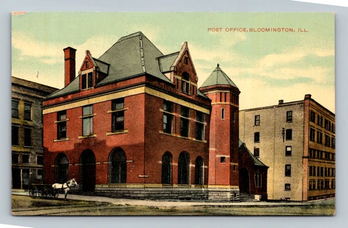 Post Office Bloomington Illinois Antique Postcard by 5. H. Knox & Co.