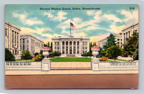 Harvard Medical School building in Boston vintage postcard