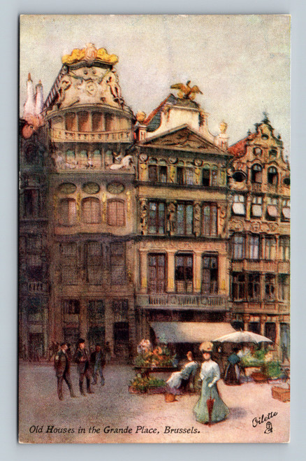 Old Houses in the Grande Place, Brussels antique postcard by Raphael Tuck & Sons
