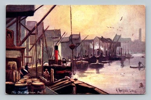 The Old Harbour Full Hull UK Raphael Tuck & Sons Antique Postcard