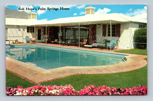 Bob Hope's Palm Springs home and swimming pool vintage postcard