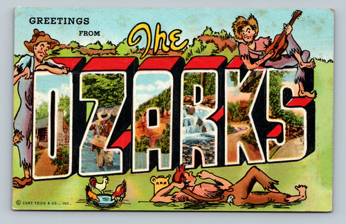 Ozark Cabin Trout Fishing Big Piney River Scenic U.S. 66 Postcard