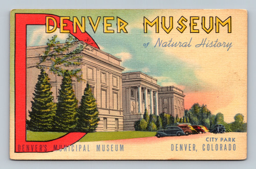 Denver Museum of Natural History postcard showing Denver's Municipal Museum in City Park