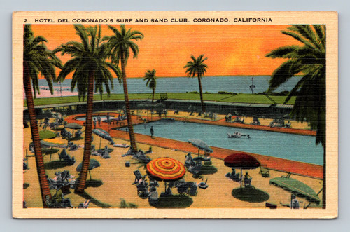 Hotel del Coronado's Surf and Sand Club postcard by Robert Kashower