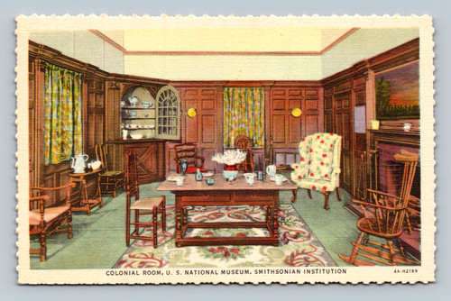Colonial Room U.S. National Museum Smithsonian Institution vintage postcard by Curteich