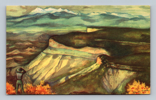 View of La Plata Mountains from Park Point Lookout at Mesa Verde National Park postcard