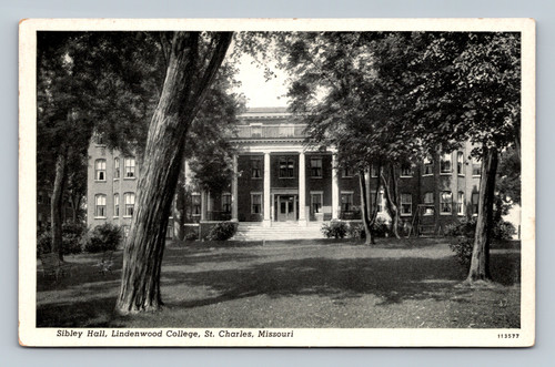 Sibley Hall at Lindenwood College postcard by Genuine Curteich-Chicago