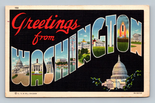 Greetings from Atlantic City Linen Postcard by Curt Teich & Co.
