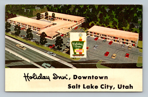 Holiday Inn Downtown Salt Lake City hotel exterior vintage postcard by Curteichcolor