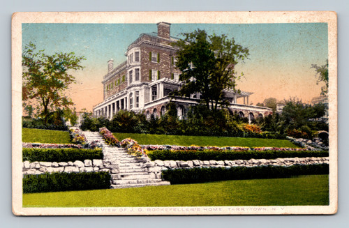 Rear view of J. D. Rockefeller's home in Tarrytown NY antique postcard
