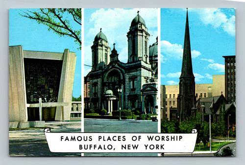 Famous places of worship in Buffalo and Lackawanna New York including Temple Beth Zion and National Shrine of Our Lady of Victory Basilica