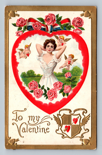 Vintage Valentine greeting postcard postmarked 1912 with U.S. postage