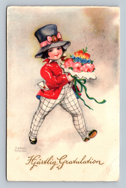 Greeting card with congratulatory message postmarked 1930
