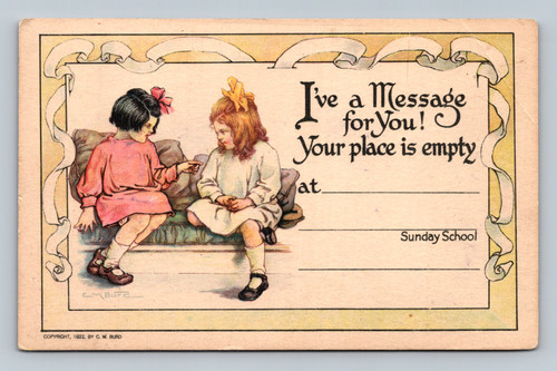 Empty place at Sunday School postcard by C. M. Burd