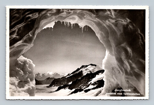 View from the Sphinx Gallery at Jungfraujoch Switzerland postcard