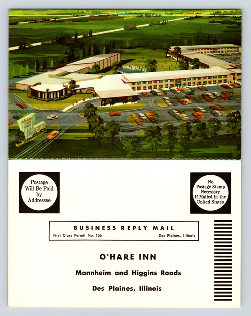 O'Hare Inn Des Plaines Illinois postcard and reservation reply card