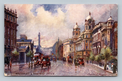 Whitehall street and the new War Office building in London England postcard