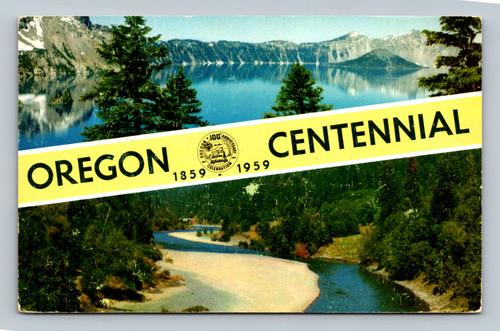 Crater Lake and Rogue River scenic view postcard from Oregon