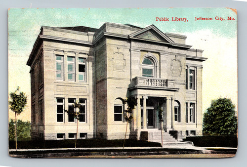 Public Library building Jefferson City Missouri vintage postcard