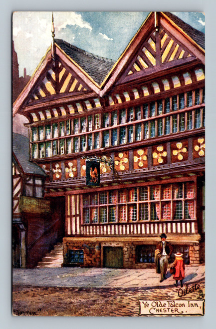 Ye Olde Falcon Inn medieval half-timbered house at Bridge Street and Cuppin Street in Chester
