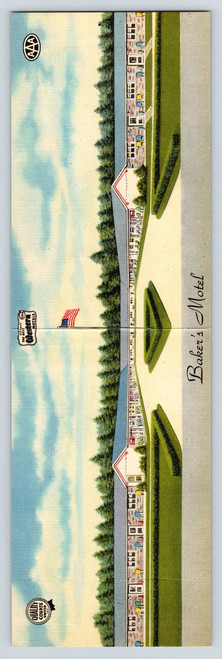 Baker's Motel fold out postcard Norwich Ohio