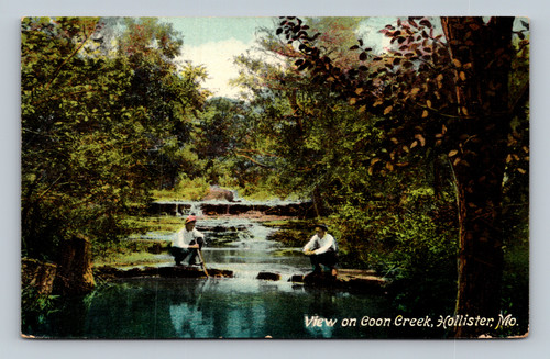 View on Coon Creek in Hollister Missouri vintage postcard