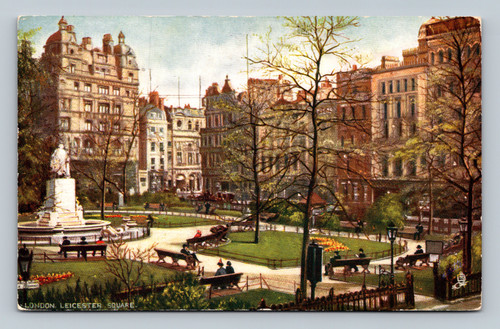 Leicester Square London historic square with trees and greenery postcard