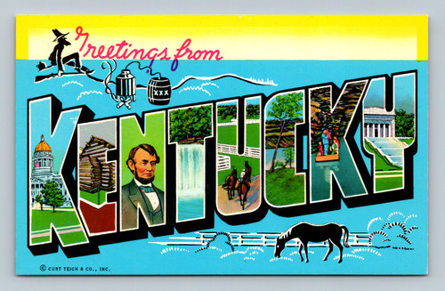 Greetings from Kentucky postcard by Curt Teich & Co., Inc.