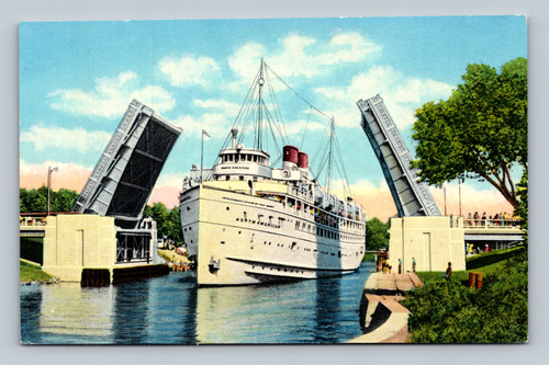S. S. NORTH AMERICAN ship docked at Charlevoix Michigan harbor