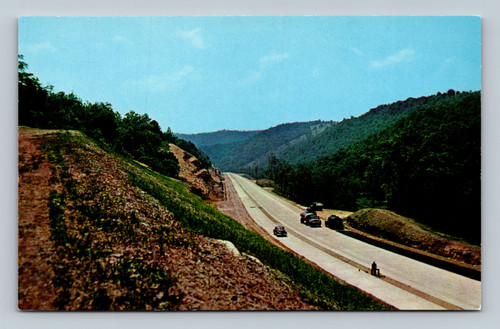 West Virginia Turnpike crossing rugged mountains near Flat Top Mountain