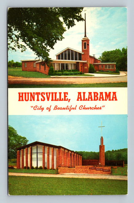 St. Mark's Lutheran Church and First Christian Church in Huntsville, Alabama postcard