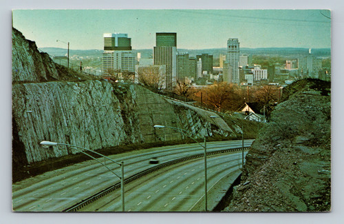 Red Mountain Expressway cutting through Red Mountain with iron ore seams in Birmingham