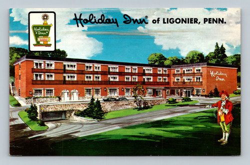 Holiday Inn hotel building in Ligonier Pennsylvania postcard by Curt Teich